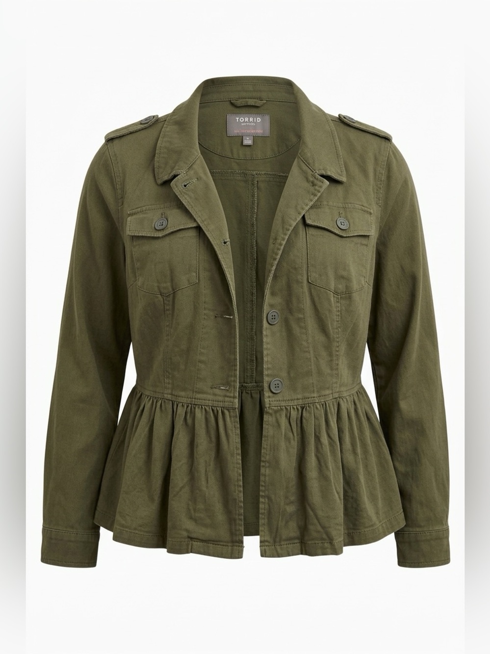 torrid Olive Green Peplum Utility Jacket